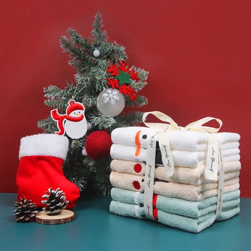 크리스마스 스페셜 루돌프+눈사람+산타 130g 6장 리본선물포장 타올세트